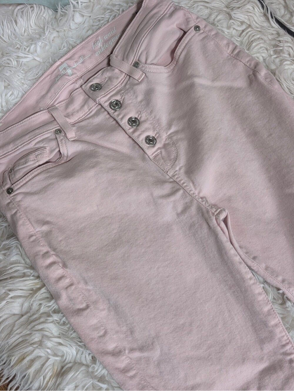 7 For All Mankind High Waist Ankle Giverevere Pink Jeans